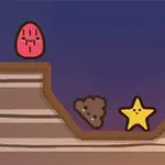 カラフルな星やキャラクターが描かれた段差のあるプラットフォームのデザイン。