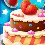 いちごとクリームで飾られたカラフルなデコレーションケーキ。