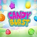 カラフルなキャンディが空中に浮かび、背景には「CANDY BURST」と書かれた文字が大きく描かれているイラスト。