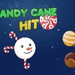 青い背景に、キャンディケーンを持った雪だるまとサンタクロースの顔、キャンディが描かれたイラスト。