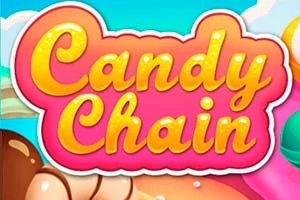 ピンクとオレンジの背景に「Candy Chain」と書かれたカラフルでポップな文字。