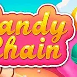 ピンクとオレンジの背景に「Candy Chain」と書かれたカラフルでポップな文字。