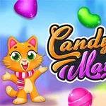 カラフルなキャンディとオレンジ色の猫が描かれた「Candy Match 2」のロゴ。