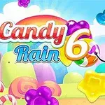 カラフルな背景と笑顔のキャンディのキャラクターが描かれたポップなイラスト。