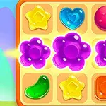 カラフルなゼリーの形のアイコンが並ぶパズルボード。