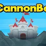 青空の背景に、赤い屋根と旗がある城と「CannonBall」の文字。