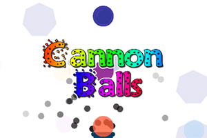 カラフルな文字で「Cannon Balls」と書かれており、背景にいくつかの六角形が配置されています。