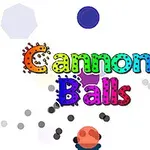 カラフルな文字で「Cannon Balls」と書かれており、背景にいくつかの六角形が配置されています。