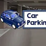 青い車と「Car Parking 2」という文字が描かれた駐車場のイラスト。