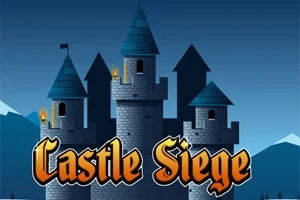 青い屋根を持つ石造りの城が夜の背景に立ち、「Castle Siege」という文字が描かれている。