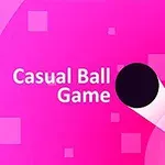 ピンクの背景に黒いボールと白い光線、「Casual Ball Game」の文字。