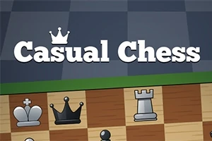 チェス盤の上に「Casual Chess」という文字といくつかのチェスの駒が描かれているイラスト。