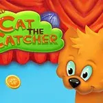 オレンジ色の猫がステージの幕の前にいて、タイトルの文字の横に別の猫がいるカラフルなイラスト。