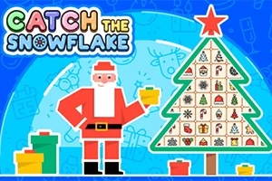 サンタクロースがプレゼントを持っており、クリスマスツリーにはさまざまな模様のタイルが飾られているイラスト。