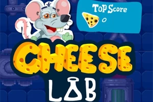 チーズラボの文字と楽しそうなネズミのイラストが描かれたゲーム画面。