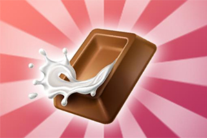 チョコレートの中央からミルクが飛び出している画像。