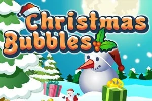 雪だるまがサンタの帽子をかぶり、ツリーとプレゼントが背景に配置されているクリスマスのシーン。