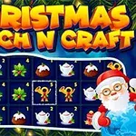 クリスマスの装飾に囲まれたマッチングパズルの画像で、サンタクロースが右下に描かれている。