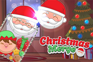サンタクロースとクリスマスツリーが描かれた明るいホリデーシーン。
