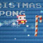 青い背景に、サンタクロースとキャンディケーンが描かれており、「CHRISTMAS PONG」の文字が表示されています。