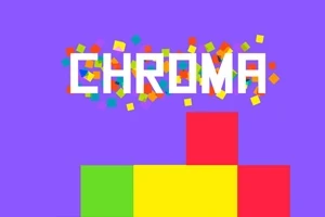 紫の背景に「CHROMA」という白い文字があり、その下にカラフルな四角形が並んでいる。
