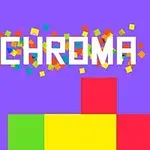 紫の背景に「CHROMA」という白い文字があり、その下にカラフルな四角形が並んでいる。