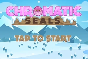 雪山を背景に「CHROMATIC SEALS」と木の看板に書かれ、「TAP TO START」という文字が表示されている。
