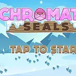 雪山を背景に「CHROMATIC SEALS」と木の看板に書かれ、「TAP TO START」という文字が表示されている。