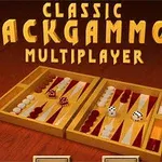 バックギャモンのボード上にサイコロとゲームピースが配置された画像。