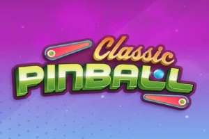 ピンクと紫のグラデーションの背景に「Classic Pinball」と書かれた緑の文字とフリッパーのイラスト。