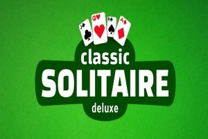 緑の背景にカードのイラストと「classic SOLITAIRE deluxe」の文字。