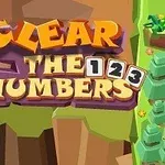 カラフルな「CLEAR THE NUMBERS」の文字と背景に緑豊かな森のイラスト。