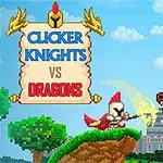 騎士がドラゴンと戦っているピクセルアートのイラスト。