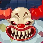 赤と橙の髪を持ち、鋭い歯を見せている怖い顔のピエロ。
