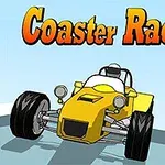 黄色のレーシングカートとライダーが乗ったオートバイが並んでいるイラスト。