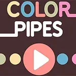 カラフルな文字で「COLOR PIPES」と書かれたダークブラウンの背景に、中央に再生ボタンがあるデザイン。