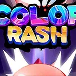 カラフルな文字で「COLOR RASH」と書かれたロゴの下に、白い光を背景にしたキャラクターが描かれている。