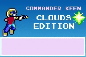 青い背景にピクセルアートのキャラクターと「CLOUDS EDITION」と描かれたテキスト。