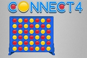 青いボードに赤と黄色の円形のコマが並んでいる画像。