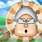 木の切り株の中から驚いた表情の眼鏡をかけた人物の顔があり、上にはUFOが浮かんでいるイラスト。