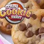 チョコチップクッキーが載った皿の上に「crazy cookie maker」というテキストが表示されている画像。
