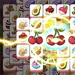 中央にチェリーのアイコンがあり、その周囲にビール、アボカド、ケーキなどのイラストが描かれたタイルが配置されている。