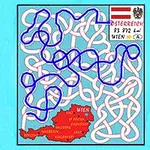 オーストリアの地図と複雑な迷路のデザイン。
