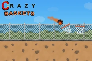 青空の下、バスケットボールが火のエフェクトとともにフェンスを越えてバスケットに向かっている。