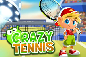 テニスラケットを持ったキャップをかぶったキャラクターと「CRAZY TENNIS」という文字があるカラフルなイラスト。