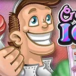 アニメ風のキャラクターがアイスクリームを持って笑顔を見せるイラストと色鮮やかな「Creamy Ice」の文字。