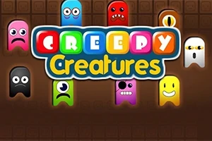 カラフルなキャラクターと文字「Creepy Creatures」が描かれた画像。