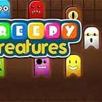 カラフルなキャラクターと文字「Creepy Creatures」が描かれた画像。