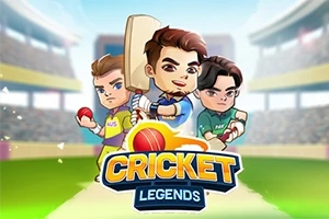 3人のキャラクターがクリケットのユニフォームを着てポーズをとっている。