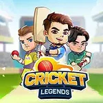 3人のキャラクターがクリケットのユニフォームを着てポーズをとっている。